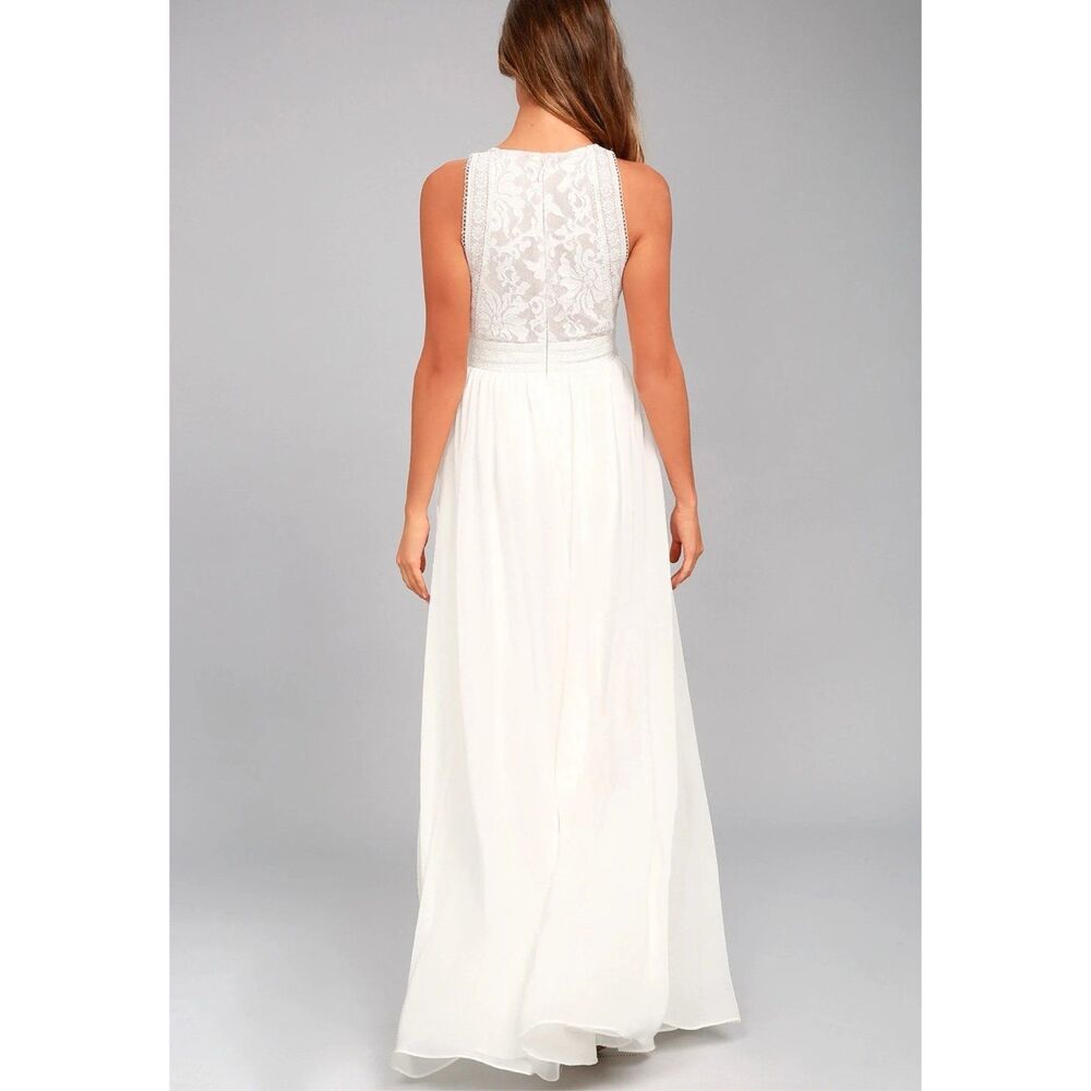 NWT Lulus Forever and Always White Lace Maxi Dress - Picture 4 of 8